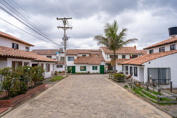typical street of the village of Guatavita, Cundinamarca, Colombia