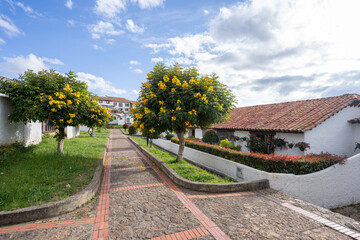 typical street of the village of Guatavita, Cundinamarca, Colombia