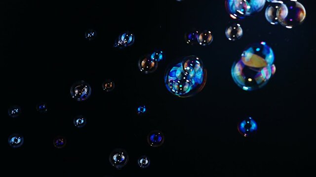 Soap bubbles slow motion background