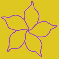 Kwiat na żółtym tle - obrys - obrazy, fototapety, plakaty