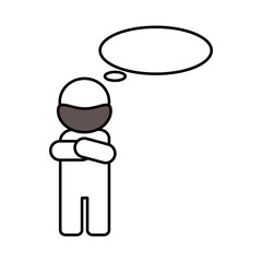 thinking with mask, vector illustration of life after new normal, warning to prevent disease transmission, can be used for logos, mascots, websites etc.