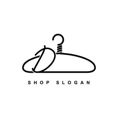 illustration of minimalist botique logo design . the elegant wire hanger icon
