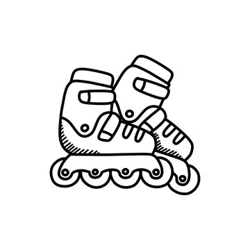 roller skates doodle icon, hand drawn vector illustration