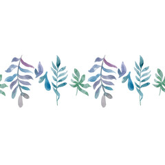 Floral seamless border. Decorative swirls and flowers pattern. Design for frames, tape, ribbon.