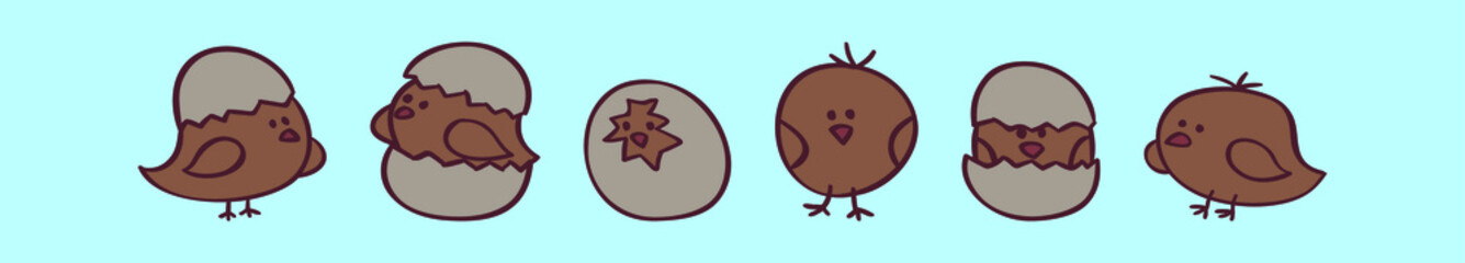 set of easter chick cartoon icon design template with various models. vector illustration isolated on blue background