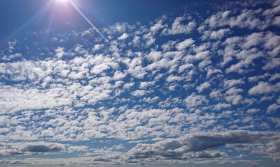 The mackerel sky on the sunny day