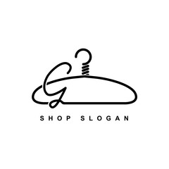illustration of minimalist botique logo design . the elegant wire hanger icon