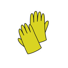 safety gloves doodle icon, vector color illustration