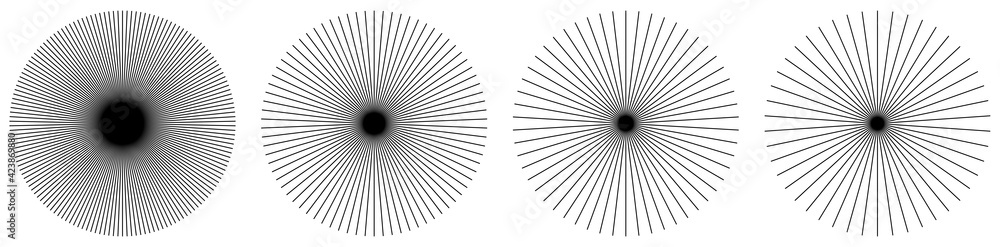 Poster radial, radiating, converging lines. circular lines geometric element