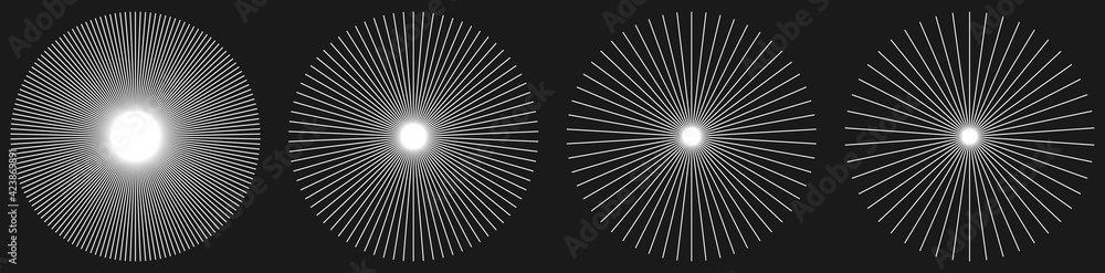 Poster radial, radiating, converging lines. circular lines geometric element