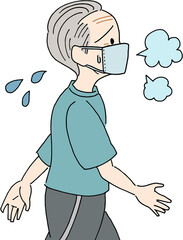 運動　マスク　高齢男性