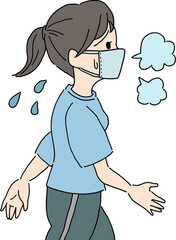 運動　マスク　若い女性