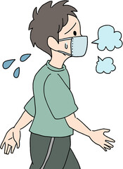 運動　マスク　若い男性