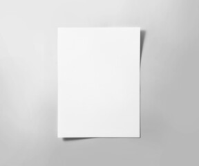 Blank portrait A4 isolated on grey background