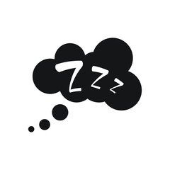Sleepy zzz black talk bubble icon. Design concept about sleep, dream, relax, insomnia.