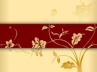 The Chinese Red And Golden Floral Greeting Card Template