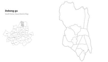 Dobong-gu map. Seoul district map vector.
