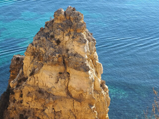 Beautiful nature with orange cliffs at ponta da Piedade in Lagos