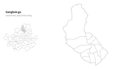 Gangbuk-gu map. Seoul district map vector.
