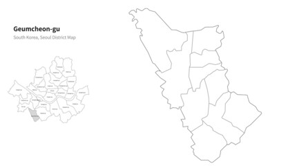 Geumcheon-gu map. Seoul district map vector.