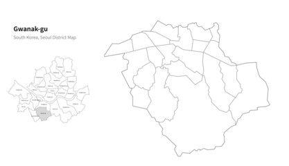 Fototapeta na wymiar Gwanak-gu map. Seoul district map vector.