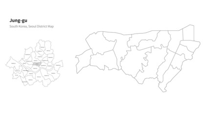 Jung-gu map. Seoul district map vector.