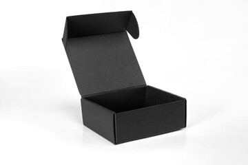 Square black box open isolated on white background