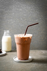 Iced chocolate milkshake drink