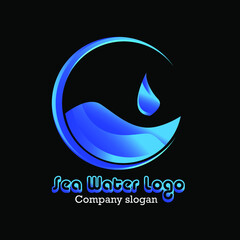 Obraz premium Vector water logo, creative blue water splash with droplets. for products, advertising