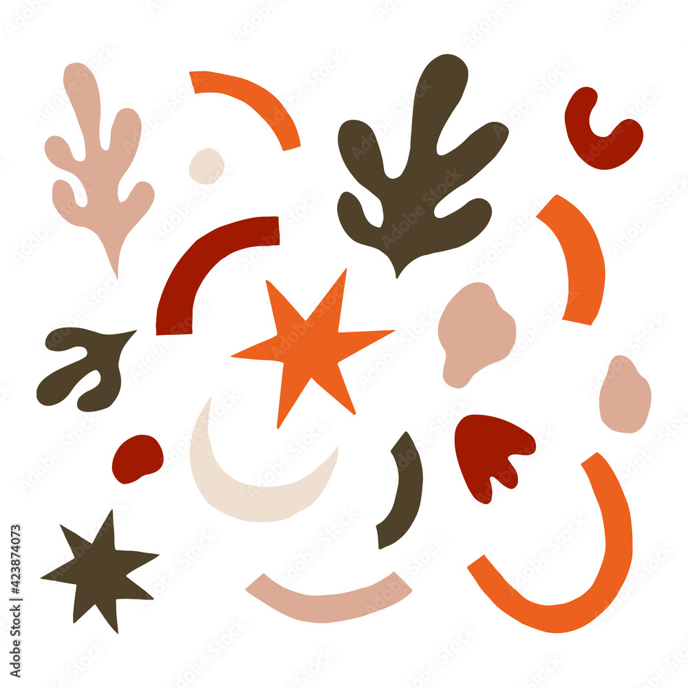 Poster dry land vector shape element in warm and colorful style. autumn vibes illustrated in various organi
