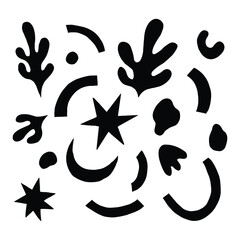 dry land vector shape element in black and white color. autumn vibes illustrated in various organic shapes. modern complementary for creative design.