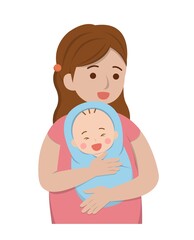 Mother with baby cartoon comic character vector