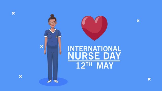 international nurse day lettering with heart cardiology