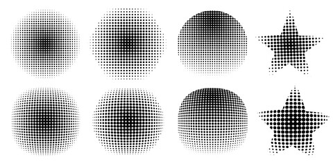 Star half tone in pixel art style on white background. Pop-art texture. Stock image. EPS 10.