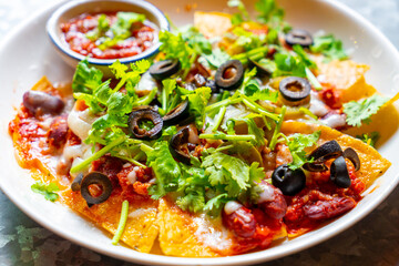 chicken nachos on plate