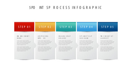 5 points of block list process diagram, infographic element template vector, can be used for presentation, etc