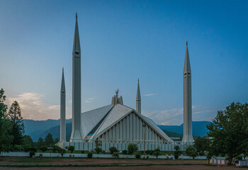 Fototapeta na wymiar A Faisal Mosque view in the capital city Islamabad of Pakistan