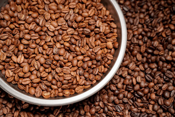 Arabica coffee beans that are roasted, baked and graded