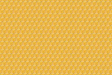 3d illustration of a yellow and white honeycomb monochrome honeycomb for honey. Pattern of simple geometric hexagonal shapes, mosaic background. Bee honeycomb concept, Beehive