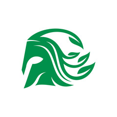 Nature Helmet Spartan Leaf Logo Design