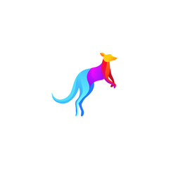 Logotype kangaroo design vector with gradient color.