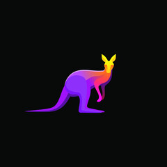 Obraz na płótnie Canvas Logotype kangaroo design vector with gradient color.