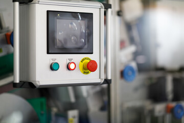 touch screen control panel of industrial machine
