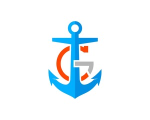 Nautical anchor with G letter initial inside