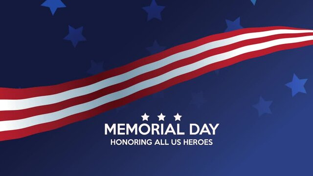 happy memorial day lettering with usa flag frame