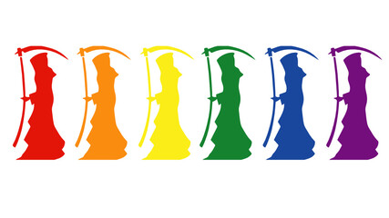 Grim reaper silhouettes. LGBT colors