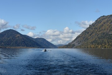 Autumn on Lake Teletskoye. Altai Republic. Western Siberia. Russia
