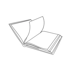 hand drawing doodle open book with flying pages illustration continuous line minimalism
