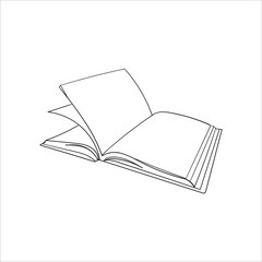 hand drawing doodle open book with flying pages illustration continuous line minimalism