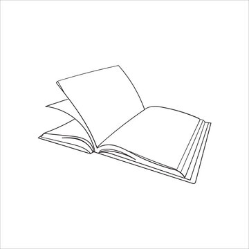 hand drawing doodle open book with flying pages illustration continuous line minimalism